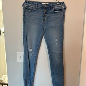 KanCan Light Blue Button-Fly Skinny Jeans